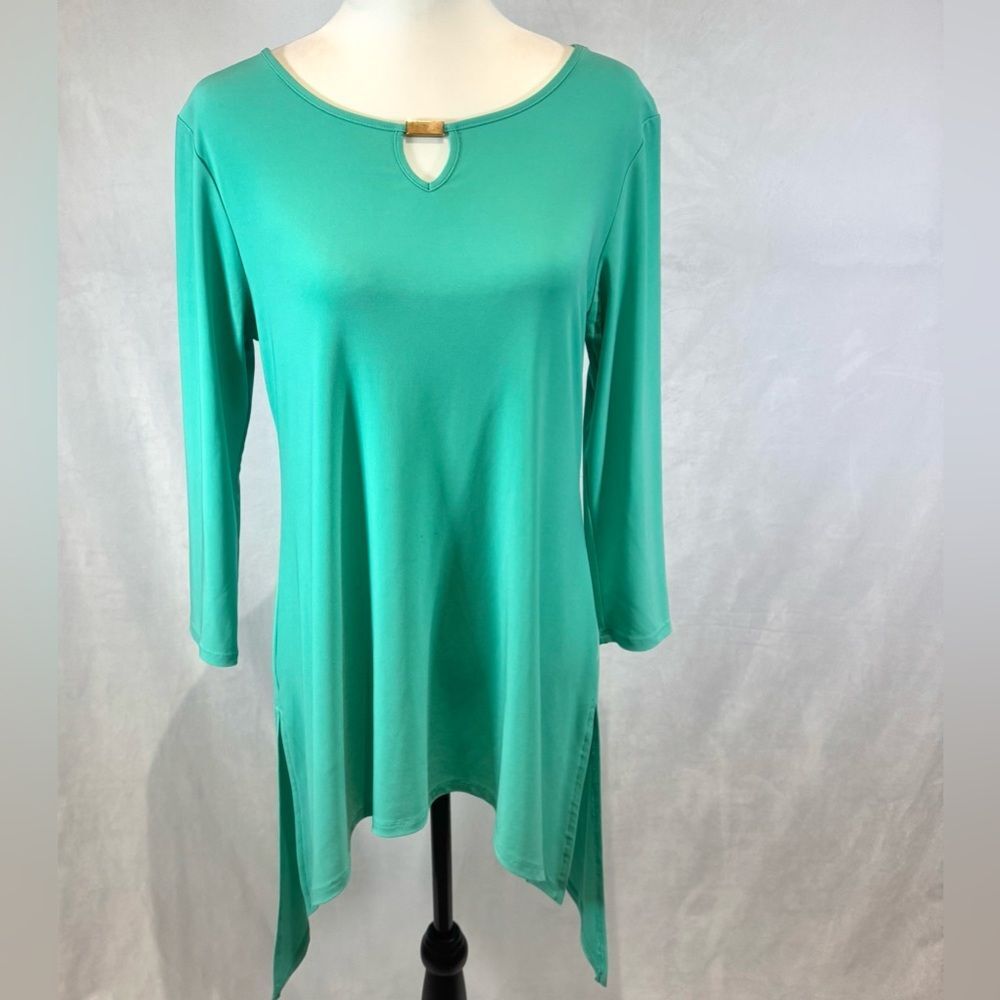 Cato aqua green keyhole swing tunic top size small